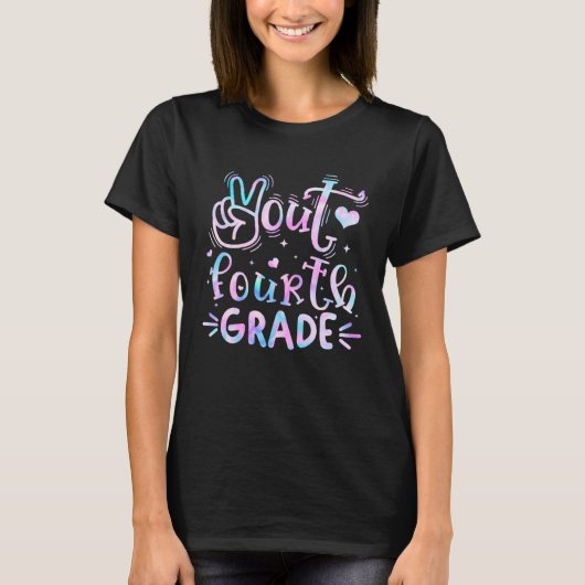 4th Fourth Grade Peace Out Tie Dye Happy Last Day  T-shirt (Voorkant)