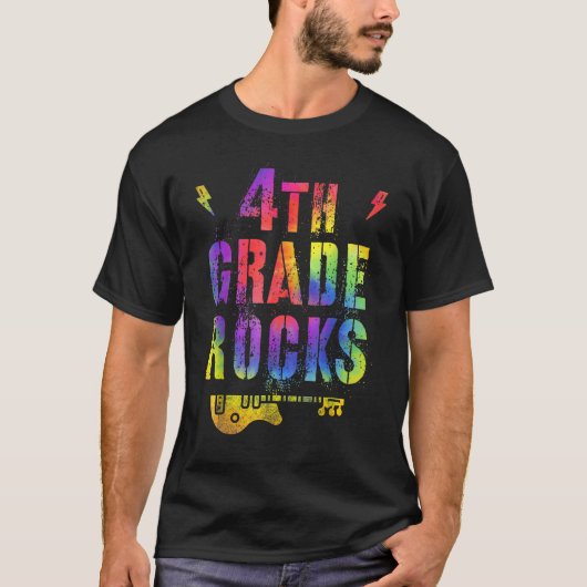 4th Fourth Grade Rocks Tie Dye Back To School Teac T-shirt (Voorkant)