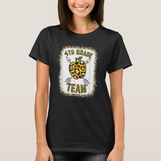 4th Fourth Grade Team Leopard Teacher Student Back T-shirt (Voorkant)