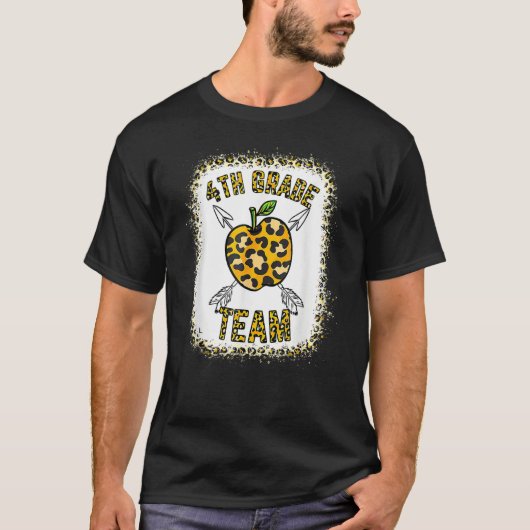 4th Fourth Grade Team Leopard Teacher Student Back T-shirt (Voorkant)