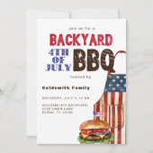 4th Fourth July Barbecue BBQ Achtertuin Party Kaart (Voorkant)