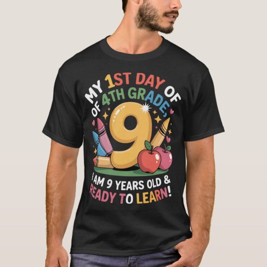 4th Grade Back to First Day of School  Boys Girl v T-shirt (Voorkant)