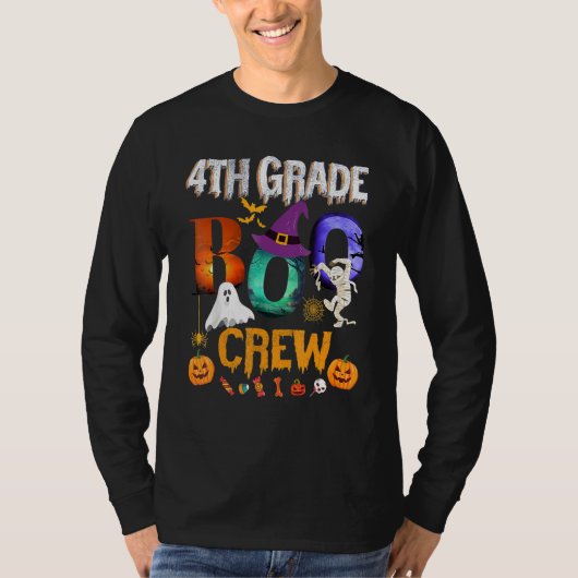 4th Grade Boo Crew Teacher Student  Halloween Cost T-shirt (Voorkant)
