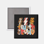 4th Grade Boys Lightning Bolt Football Baseball Ba Magneet (Voorkant / Achterkant)