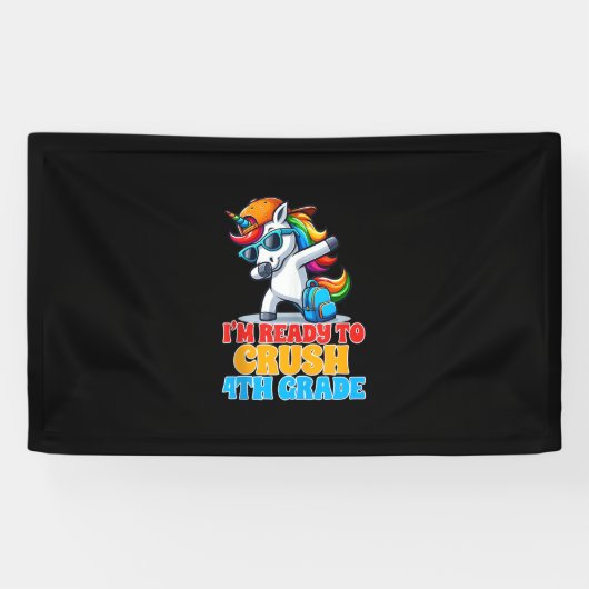4th Grade Dabbing Unicorn Ik ben klaar om Fourt te Spandoek (Horizontaal)