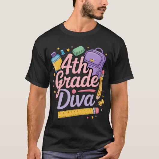 4th Grade Diva First Day of School Girl Clothes G T-shirt (Voorkant)