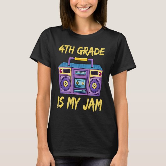 4th Grade Is My Jam School Retro 80s Boombox Stude T-shirt (Voorkant)