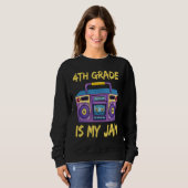 4th Grade Is My Jam School Retro 80s Boombox Stude Trui (Voorkant volledig)