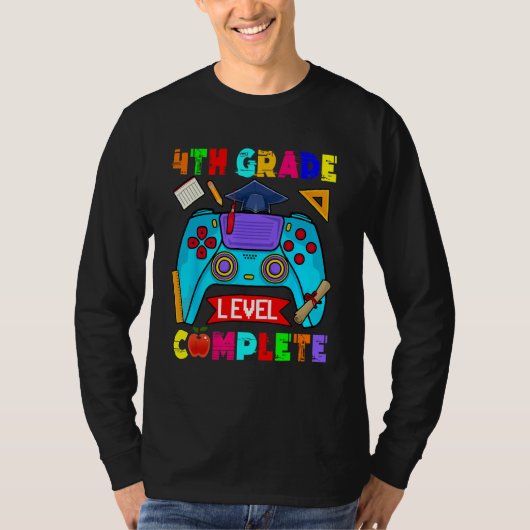 4th Grade Level Complete Cute Gamer Graduate Game  T-shirt (Voorkant)