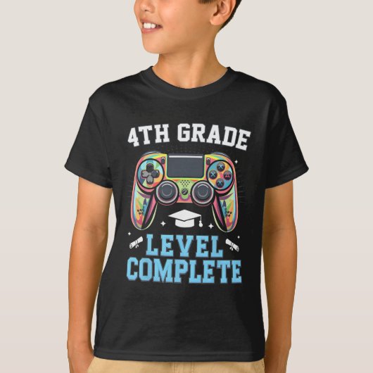 4th Grade Level Complete Last Day Of School Gamer T-shirt (Voorkant)