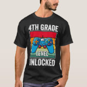 4th Grade Level Unlocked Video Game Back to School T-shirt (Voorkant)