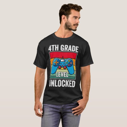 4th Grade Level Unlocked Video Game Back to School T-shirt (Voorkant volledig)