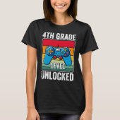 4th Grade Level Unlocked Video Game Back to School T-shirt (Voorkant)