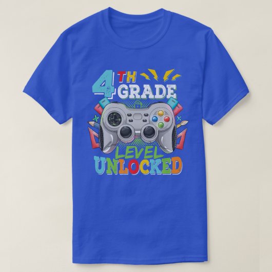 4th Grade Level Unlocked Video Game Back to School T-shirt (Design voorkant)
