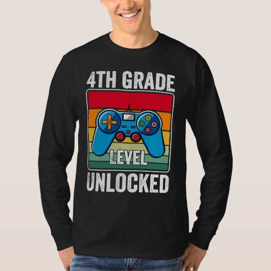 4th Grade Level Unlocked Video Game Back to School T-shirt (Voorkant)