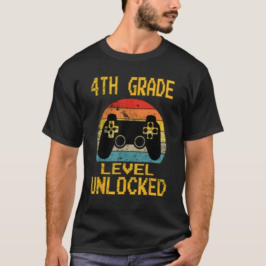 4th Grade Level Unlocked Video Gamer Back To Schoo T-shirt (Voorkant)