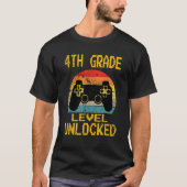 4th Grade Level Unlocked Video Gamer Back To Schoo T-shirt (Voorkant)