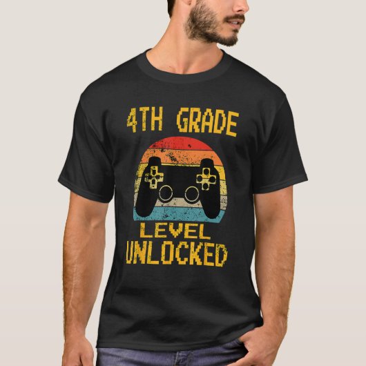 4th Grade Level Unlocked Video Gamer Back To Schoo T-shirt (Voorkant)