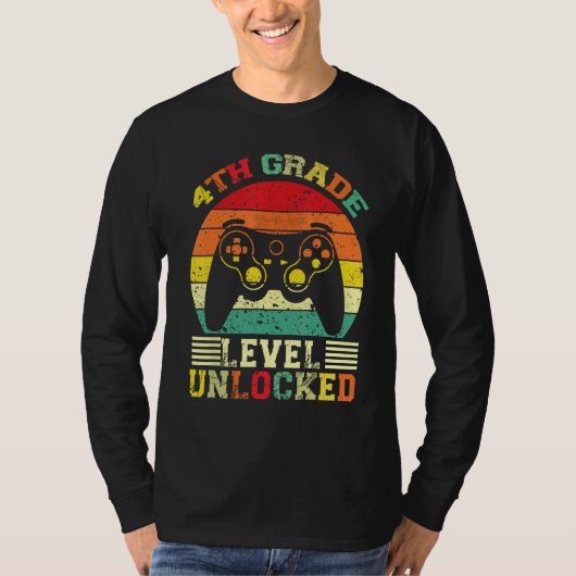 4th Grade Level Unlocked Video Gamer Back to Schoo T-shirt (Voorkant)