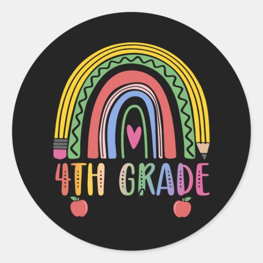 4th Grade Rainbow Teacher Team Fourth Grade Squad Ronde Sticker (Voorkant)