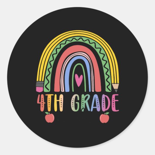4th Grade Rainbow Teacher Team Fourth Grade Squad Ronde Sticker (Voorkant)