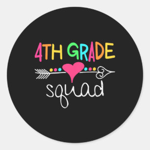 4th Grade Squad Fourth Teacher Student Team Back T Ronde Sticker