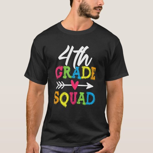 4th Grade Squad Fourth Teacher Student Team Back T T-shirt (Voorkant)