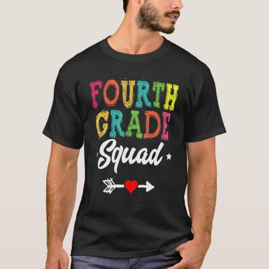 4th Grade Squad Fourth Teacher Student Team Back T T-shirt (Voorkant)