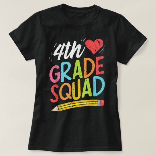 4th Grade Squad Fourth Teacher Student Team Back T T-shirt (Design voorkant)