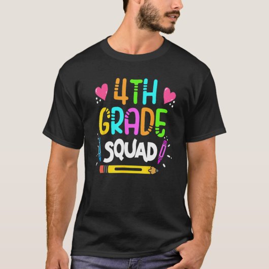 4th Grade Squad Fourth Teacher Student Team Back T T-shirt (Voorkant)