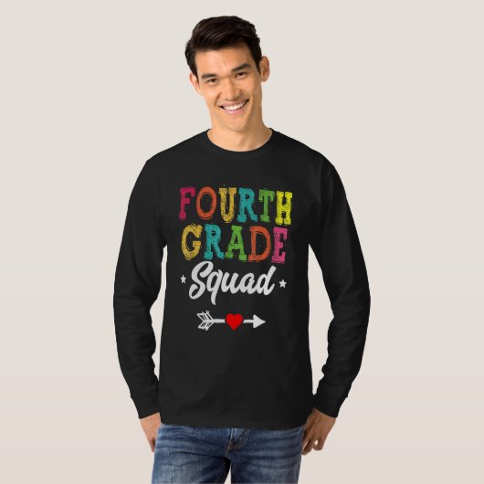 4th Grade Squad Fourth Teacher Student Team Back T T-shirt (Voorkant volledig)