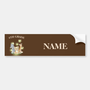4th Grade Squad Neon Wild Zoo Terug naar school Bumpersticker