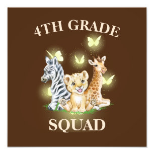 4th Grade Squad Neon Wild Zoo Terug naar school Foto Afdruk