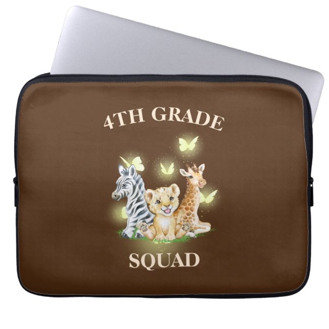 4th Grade Squad Neon Wild Zoo Terug naar school Laptop Sleeve (Voorkant)