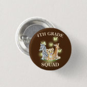 4th Grade Squad Neon Wild Zoo Terug naar school Ronde Button 3,2 Cm (Voorkant /achterkant)
