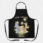 4th Grade Squad Neon Wild Zoo Terug naar school Schort (Voorkant)