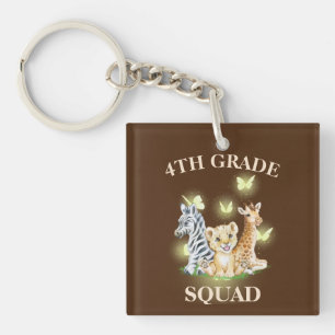 4th Grade Squad Neon Wild Zoo Terug naar school Sleutelhanger