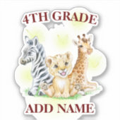 4th Grade Squad Neon Wild Zoo Terug naar school Sticker (Voorkant)