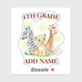 4th Grade Squad Neon Wild Zoo Terug naar school Sticker (Vel)