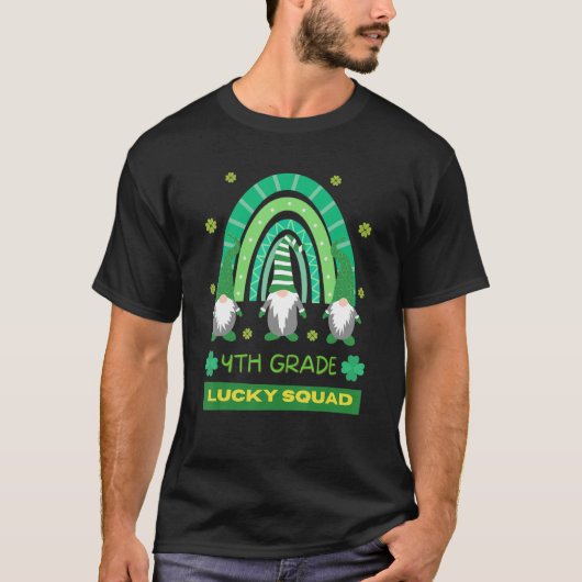 4th Grade Squad Rainbow Gnome Happy St Patricks Da T-shirt (Voorkant)