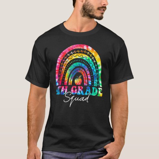 4th Grade Squad Rainbow Tie Dye Fourth Teacher Stu T-shirt (Voorkant)