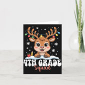 4th Grade Squad Reindeer Christmas Lights Cute Win Kaart (Voorkant)