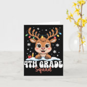 4th Grade Squad Reindeer Christmas Lights Cute Win Kaart (Gele Bloem)