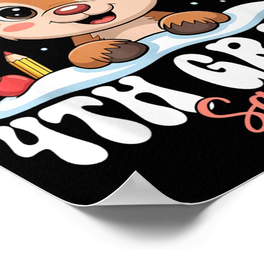 4th Grade Squad Reindeer Christmas Lights Cute Win Poster (Hoek)