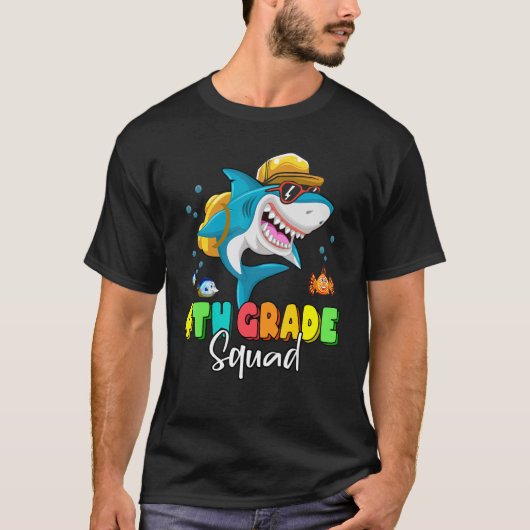 4th Grade Squad Shark Rugzak Terug naar School Boy T-shirt (Voorkant)