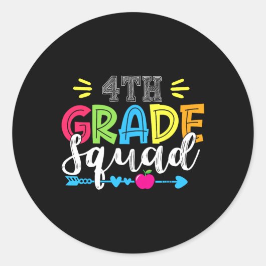 4th Grade Squad Team Back To School Teacher Studen Ronde Sticker (Voorkant)