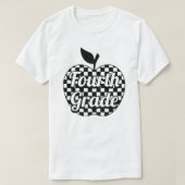4th Grade Teacher Checkered Apple T-shirt (Design voorkant)