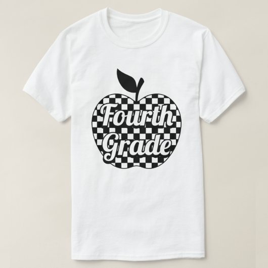 4th Grade Teacher Checkered Apple T-shirt (Design voorkant)