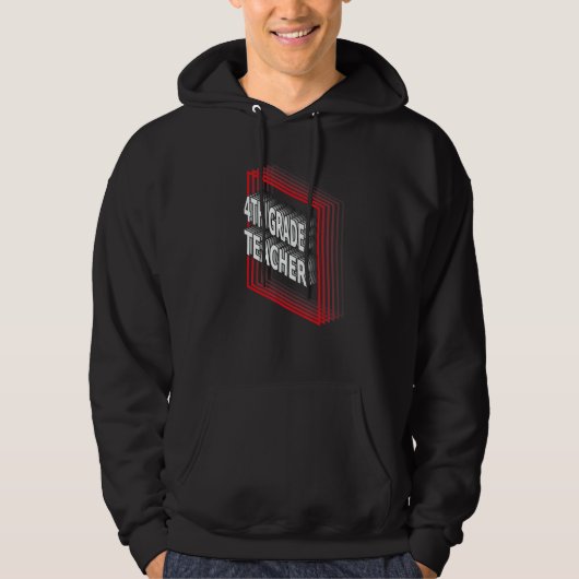4th Grade Teacher Job Title Appreciation Retro Hoodie (Voorkant)