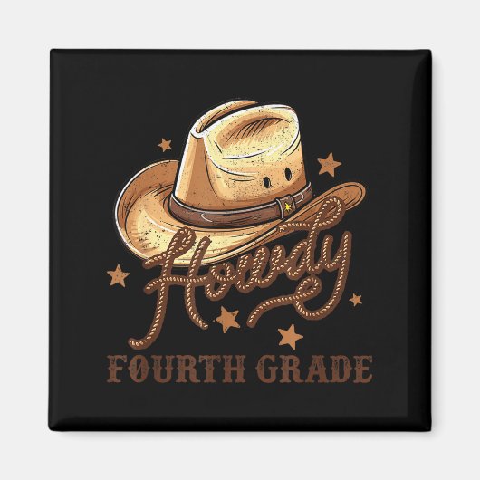 4th Grade Teacher Rodeo Country Western Howdy Four Magneet (Voorkant)